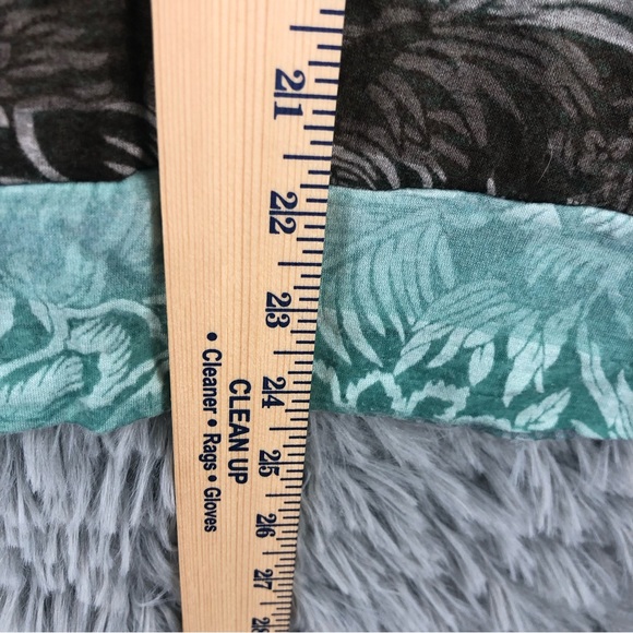 Daytrip Top Womens Large Green Brown Leaves Square Neck Shirt - Picture 5 of 8